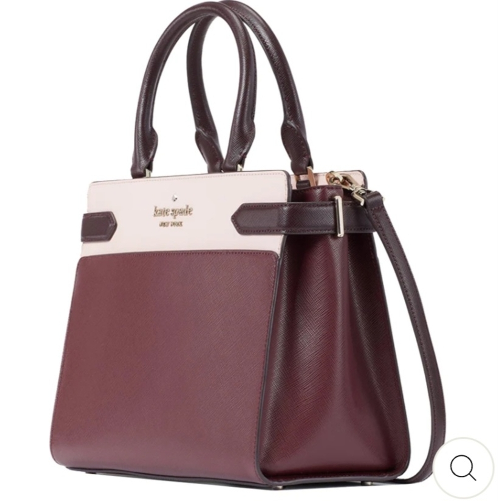 Kate Spade Burgundy and Cream Handbag
